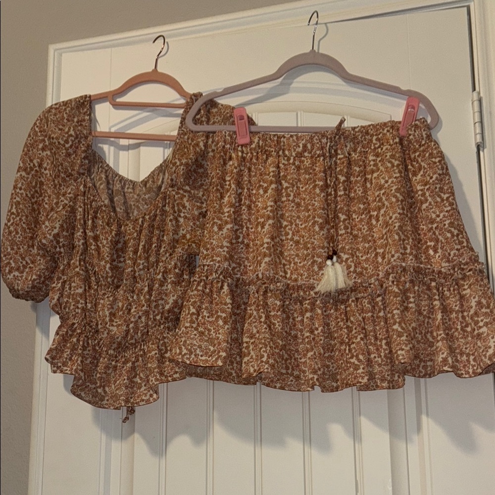 Chelsea & Violet Tan Brown Two Piece Set